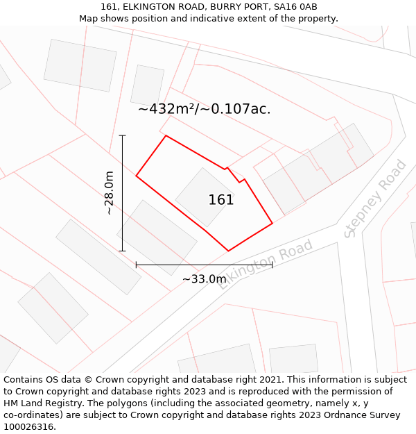 161, ELKINGTON ROAD, BURRY PORT, SA16 0AB: Plot and title map