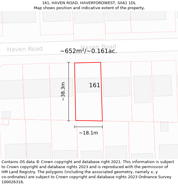 161, HAVEN ROAD, HAVERFORDWEST, SA61 1DL: Plot and title map