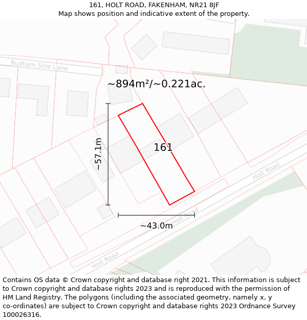 161, HOLT ROAD, FAKENHAM, NR21 8JF: Plot and title map