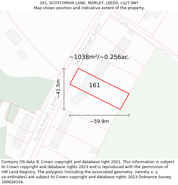 161, SCOTCHMAN LANE, MORLEY, LEEDS, LS27 0NY: Plot and title map