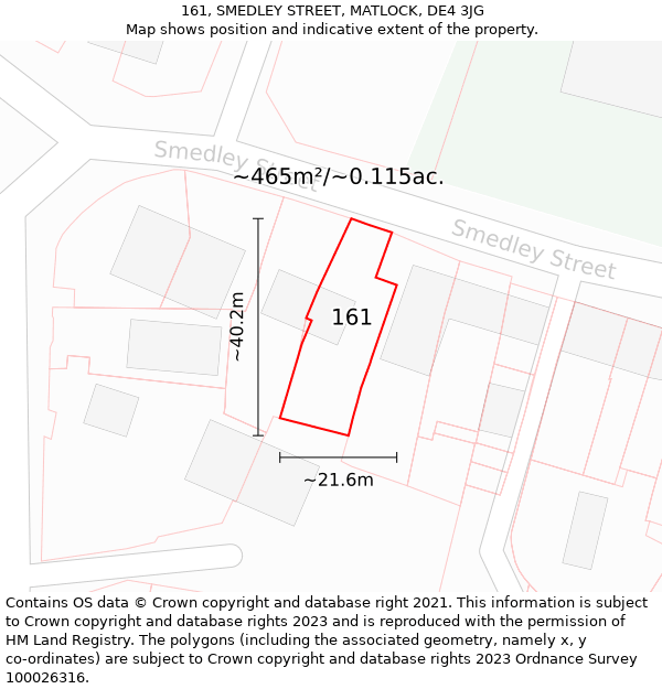 161, SMEDLEY STREET, MATLOCK, DE4 3JG: Plot and title map