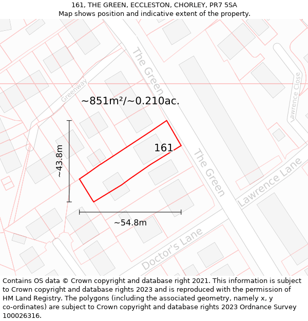 161, THE GREEN, ECCLESTON, CHORLEY, PR7 5SA: Plot and title map