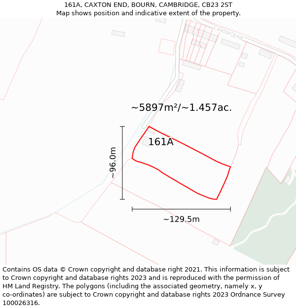 161A, CAXTON END, BOURN, CAMBRIDGE, CB23 2ST: Plot and title map