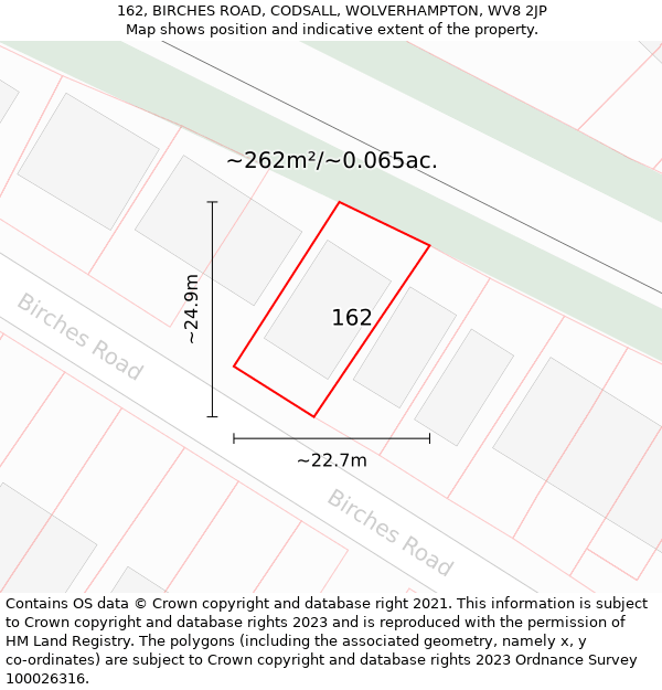 162, BIRCHES ROAD, CODSALL, WOLVERHAMPTON, WV8 2JP: Plot and title map