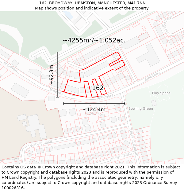 162, BROADWAY, URMSTON, MANCHESTER, M41 7NN: Plot and title map