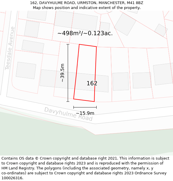 162, DAVYHULME ROAD, URMSTON, MANCHESTER, M41 8BZ: Plot and title map