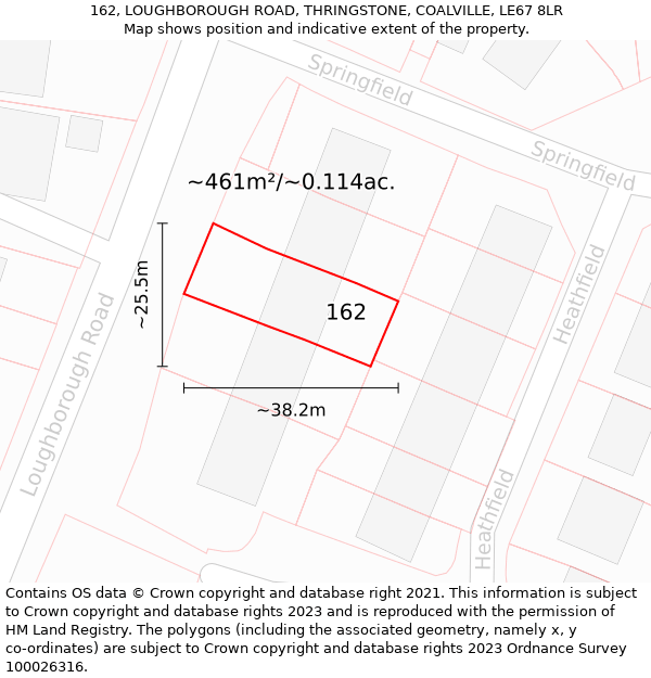 162, LOUGHBOROUGH ROAD, THRINGSTONE, COALVILLE, LE67 8LR: Plot and title map