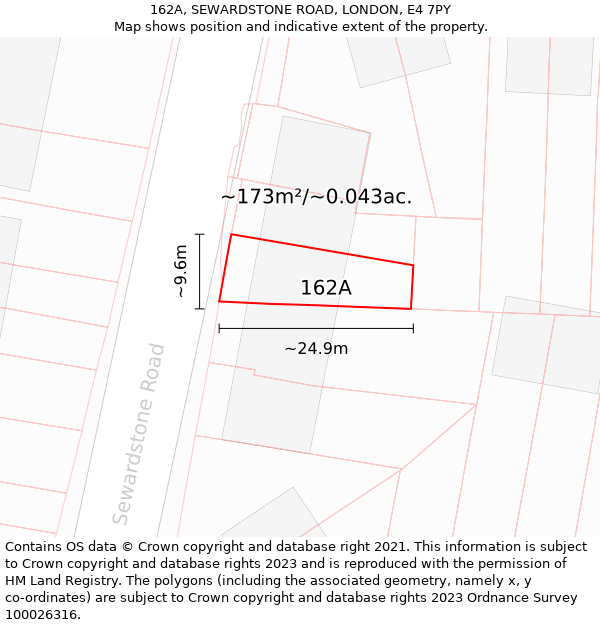 162A, SEWARDSTONE ROAD, LONDON, E4 7PY: Plot and title map