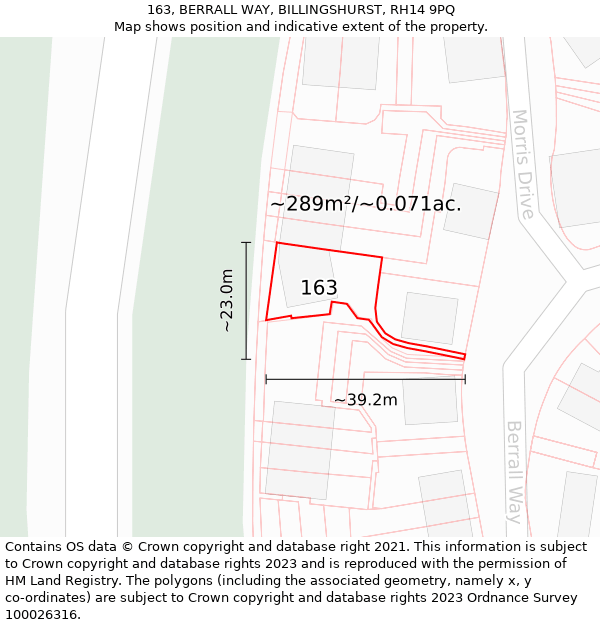 163, BERRALL WAY, BILLINGSHURST, RH14 9PQ: Plot and title map