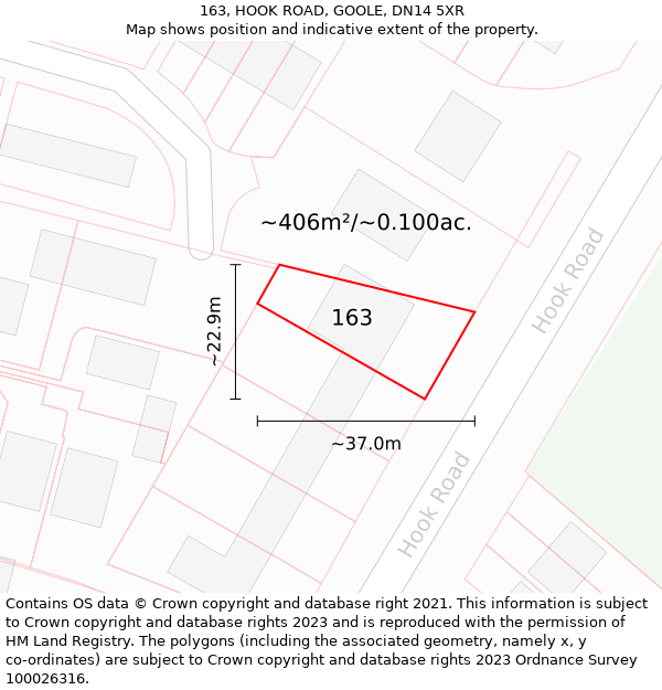 163, HOOK ROAD, GOOLE, DN14 5XR: Plot and title map