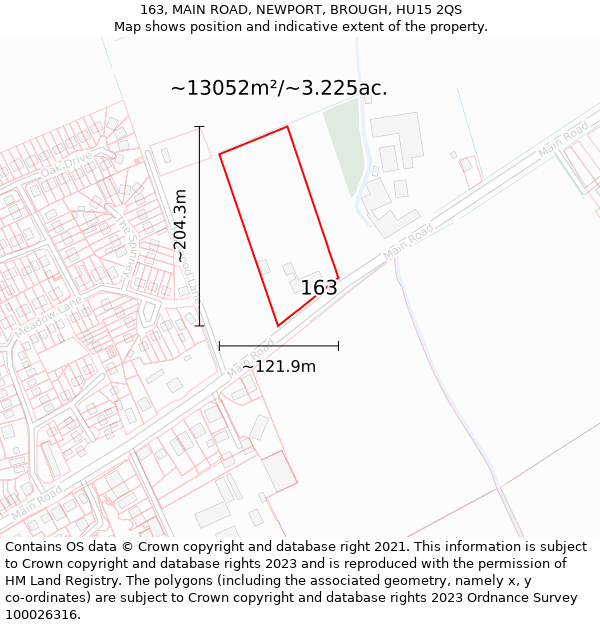 163, MAIN ROAD, NEWPORT, BROUGH, HU15 2QS: Plot and title map