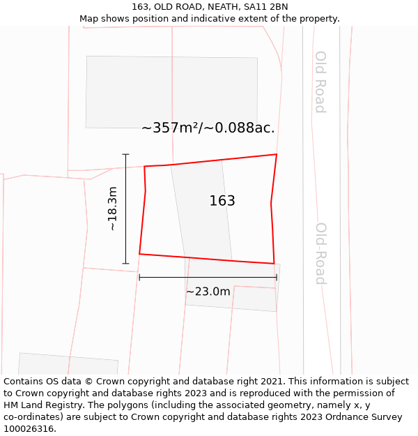 163, OLD ROAD, NEATH, SA11 2BN: Plot and title map