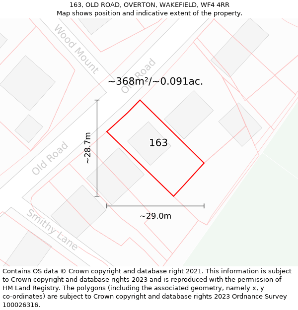 163, OLD ROAD, OVERTON, WAKEFIELD, WF4 4RR: Plot and title map