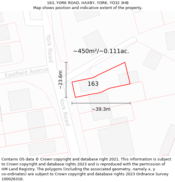 163, YORK ROAD, HAXBY, YORK, YO32 3HB: Plot and title map