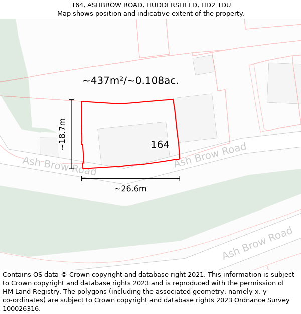 164, ASHBROW ROAD, HUDDERSFIELD, HD2 1DU: Plot and title map