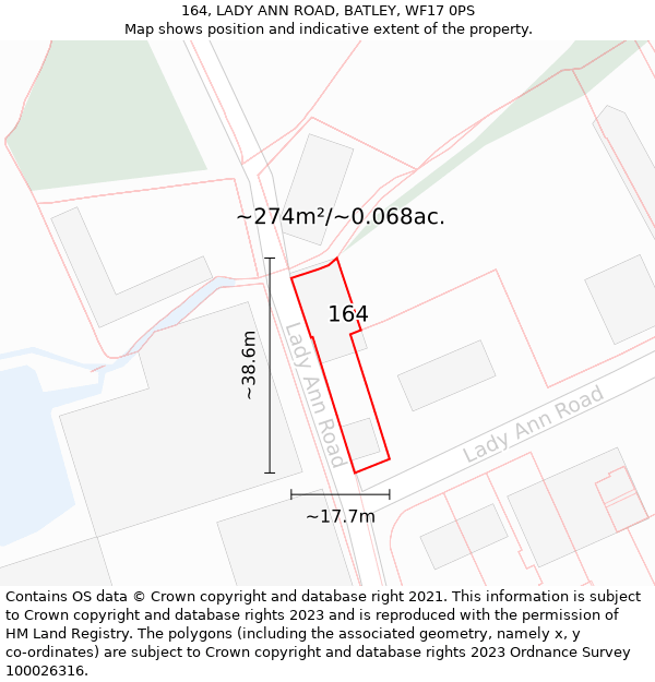 164, LADY ANN ROAD, BATLEY, WF17 0PS: Plot and title map