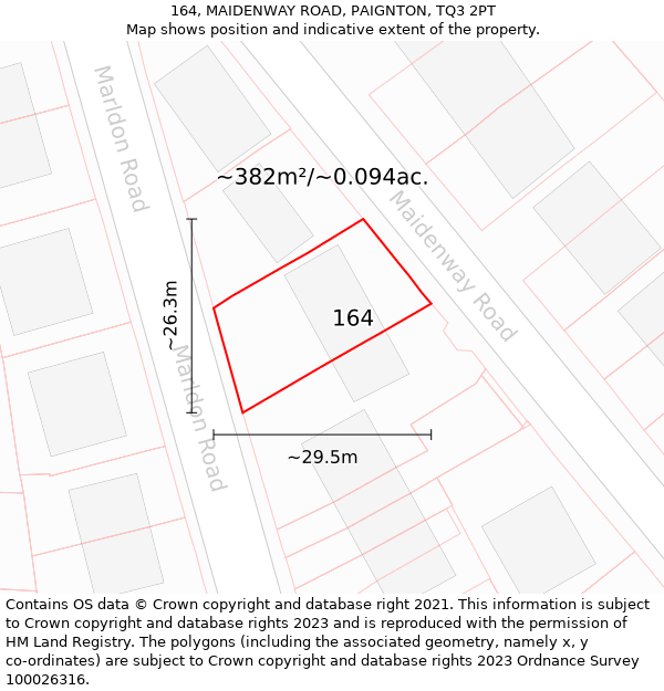 164, MAIDENWAY ROAD, PAIGNTON, TQ3 2PT: Plot and title map