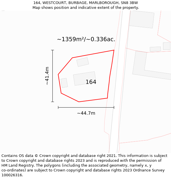 164, WESTCOURT, BURBAGE, MARLBOROUGH, SN8 3BW: Plot and title map