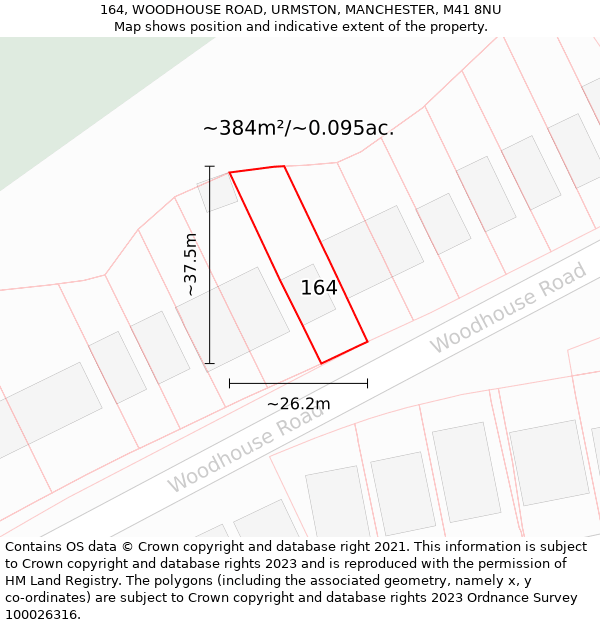 164, WOODHOUSE ROAD, URMSTON, MANCHESTER, M41 8NU: Plot and title map