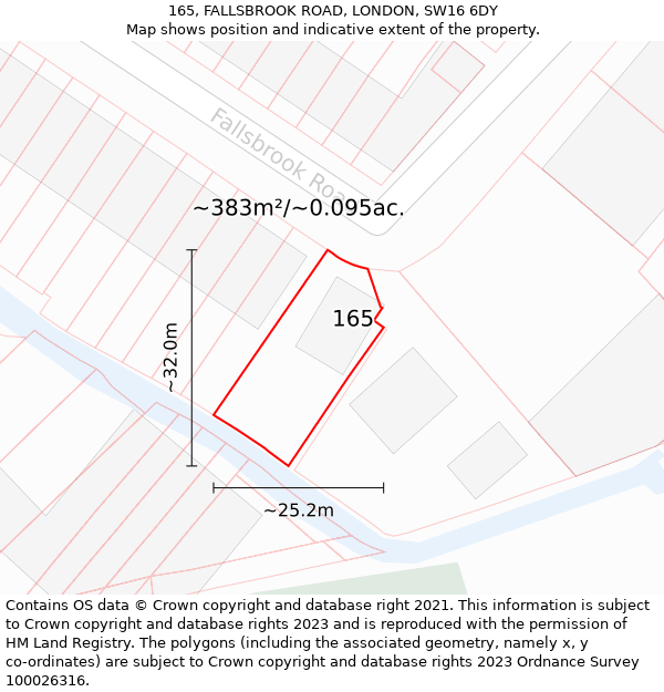 165, FALLSBROOK ROAD, LONDON, SW16 6DY: Plot and title map