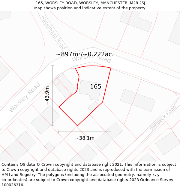 165, WORSLEY ROAD, WORSLEY, MANCHESTER, M28 2SJ: Plot and title map
