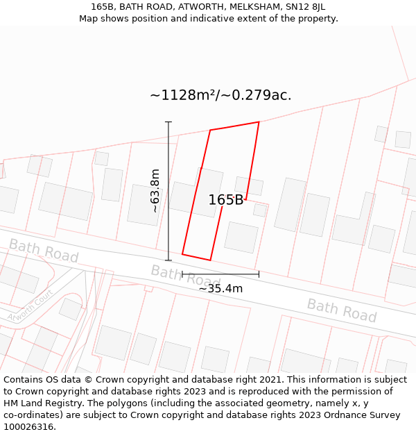 165B, BATH ROAD, ATWORTH, MELKSHAM, SN12 8JL: Plot and title map