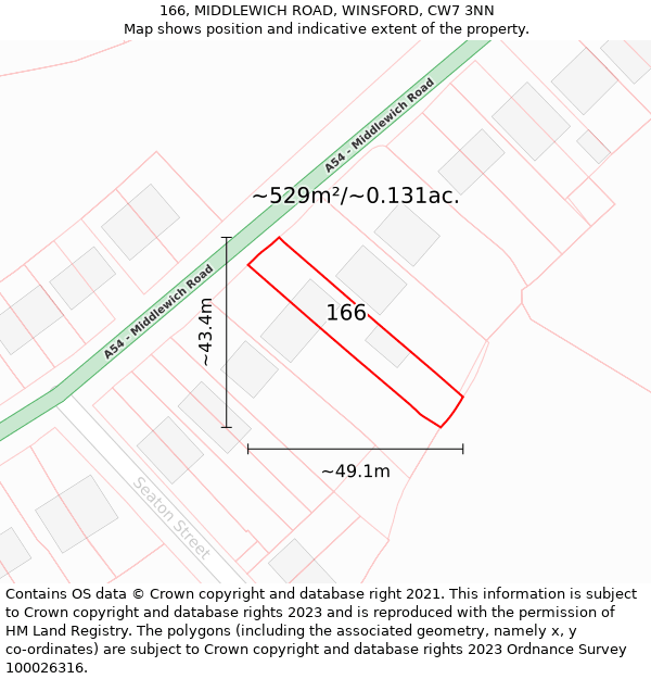 166, MIDDLEWICH ROAD, WINSFORD, CW7 3NN: Plot and title map