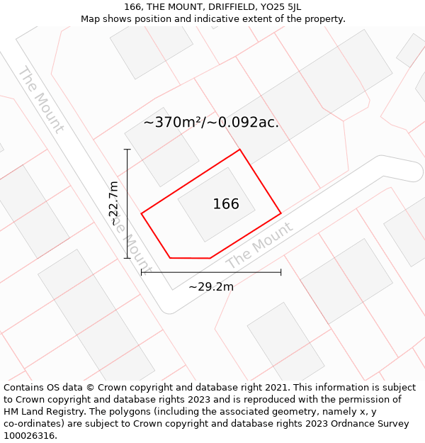 166, THE MOUNT, DRIFFIELD, YO25 5JL: Plot and title map