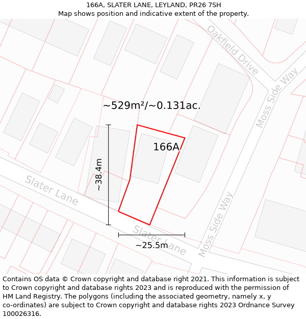 166A, SLATER LANE, LEYLAND, PR26 7SH: Plot and title map