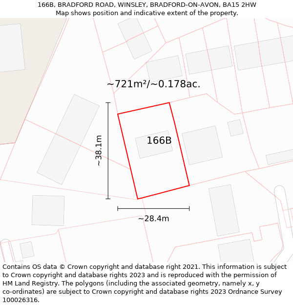 166B, BRADFORD ROAD, WINSLEY, BRADFORD-ON-AVON, BA15 2HW: Plot and title map