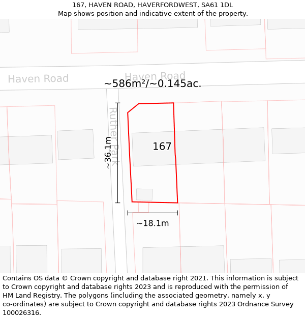 167, HAVEN ROAD, HAVERFORDWEST, SA61 1DL: Plot and title map