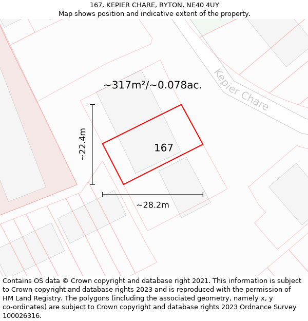 167, KEPIER CHARE, RYTON, NE40 4UY: Plot and title map