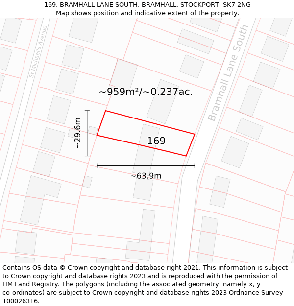 169, BRAMHALL LANE SOUTH, BRAMHALL, STOCKPORT, SK7 2NG: Plot and title map