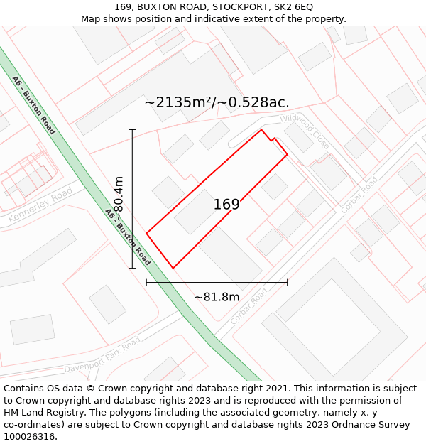 169, BUXTON ROAD, STOCKPORT, SK2 6EQ: Plot and title map