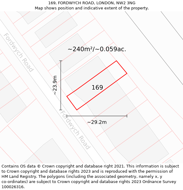 169, FORDWYCH ROAD, LONDON, NW2 3NG: Plot and title map