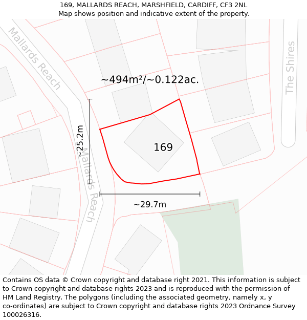 169, MALLARDS REACH, MARSHFIELD, CARDIFF, CF3 2NL: Plot and title map