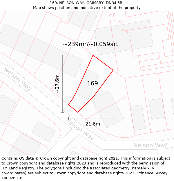 169, NELSON WAY, GRIMSBY, DN34 5RL: Plot and title map