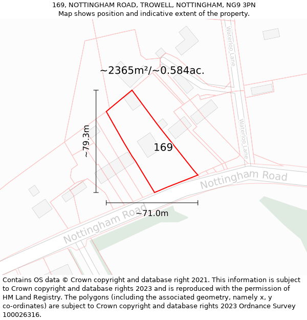 169, NOTTINGHAM ROAD, TROWELL, NOTTINGHAM, NG9 3PN: Plot and title map