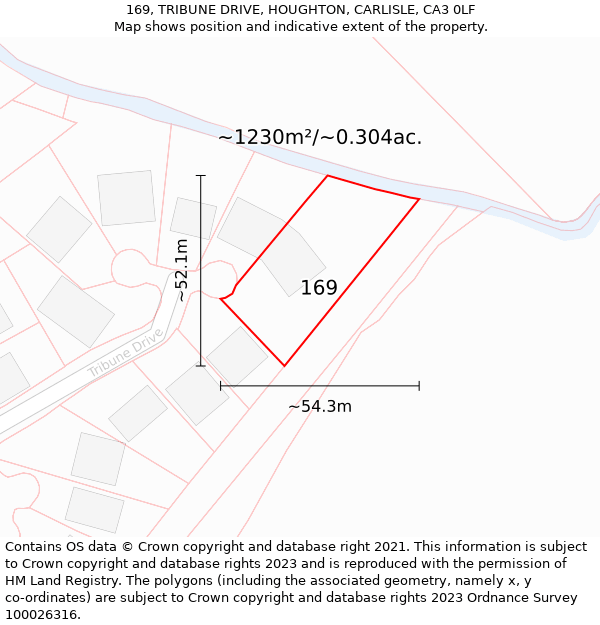 169, TRIBUNE DRIVE, HOUGHTON, CARLISLE, CA3 0LF: Plot and title map