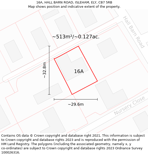 16A, HALL BARN ROAD, ISLEHAM, ELY, CB7 5RB: Plot and title map