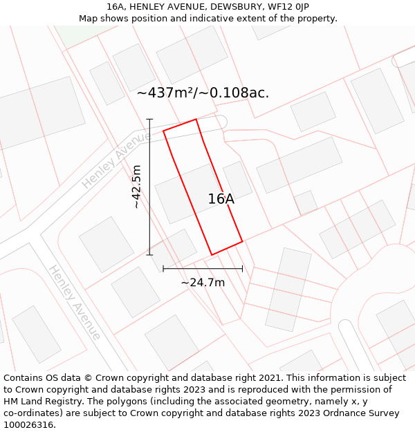 16A, HENLEY AVENUE, DEWSBURY, WF12 0JP: Plot and title map