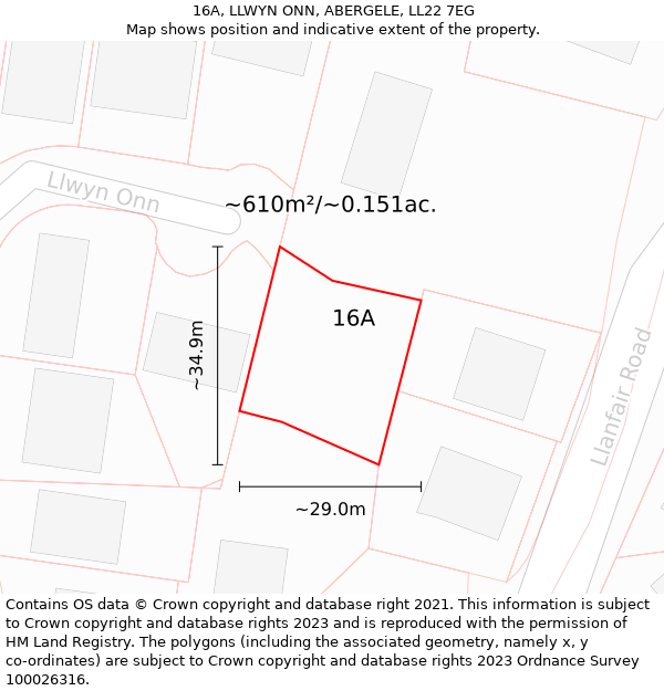 16A, LLWYN ONN, ABERGELE, LL22 7EG: Plot and title map