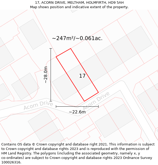 17, ACORN DRIVE, MELTHAM, HOLMFIRTH, HD9 5AH: Plot and title map