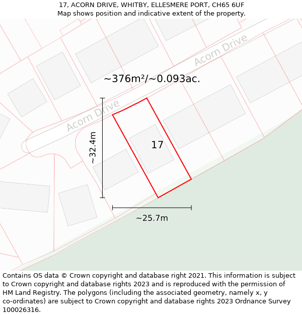 17, ACORN DRIVE, WHITBY, ELLESMERE PORT, CH65 6UF: Plot and title map