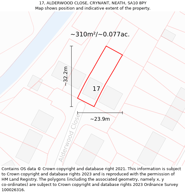 17, ALDERWOOD CLOSE, CRYNANT, NEATH, SA10 8PY: Plot and title map