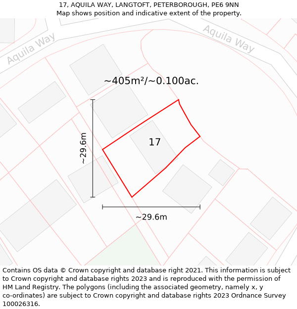 17, AQUILA WAY, LANGTOFT, PETERBOROUGH, PE6 9NN: Plot and title map