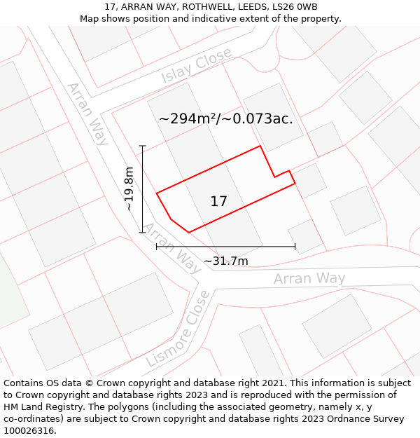 17, ARRAN WAY, ROTHWELL, LEEDS, LS26 0WB: Plot and title map