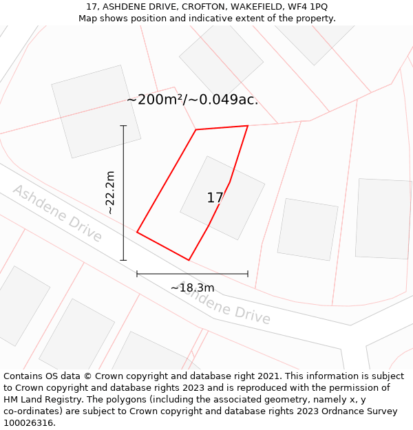 17, ASHDENE DRIVE, CROFTON, WAKEFIELD, WF4 1PQ: Plot and title map