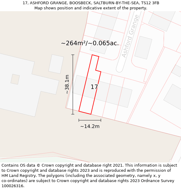 17, ASHFORD GRANGE, BOOSBECK, SALTBURN-BY-THE-SEA, TS12 3FB: Plot and title map