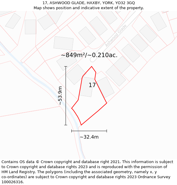 17, ASHWOOD GLADE, HAXBY, YORK, YO32 3GQ: Plot and title map